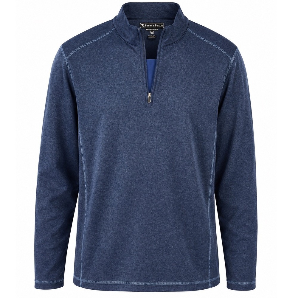 Pebble Beach Performance Golf Pullover XXL Blue Quarter Zip Heathered Golf Top